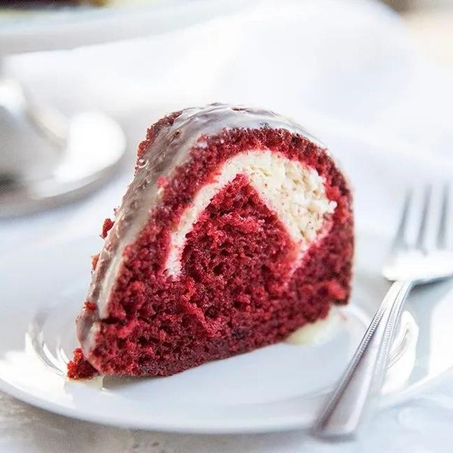 Red Velvet Bundt Cake with White Chocolate Filling