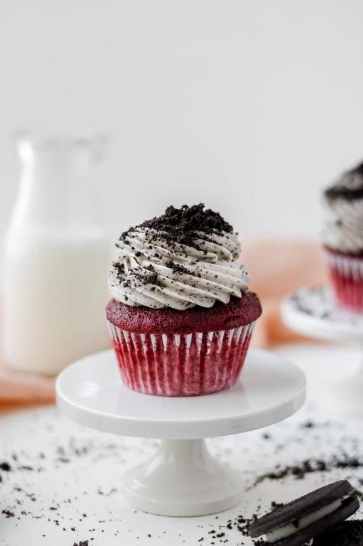 Red Velvet Cupcakes with Oreo Crumbles