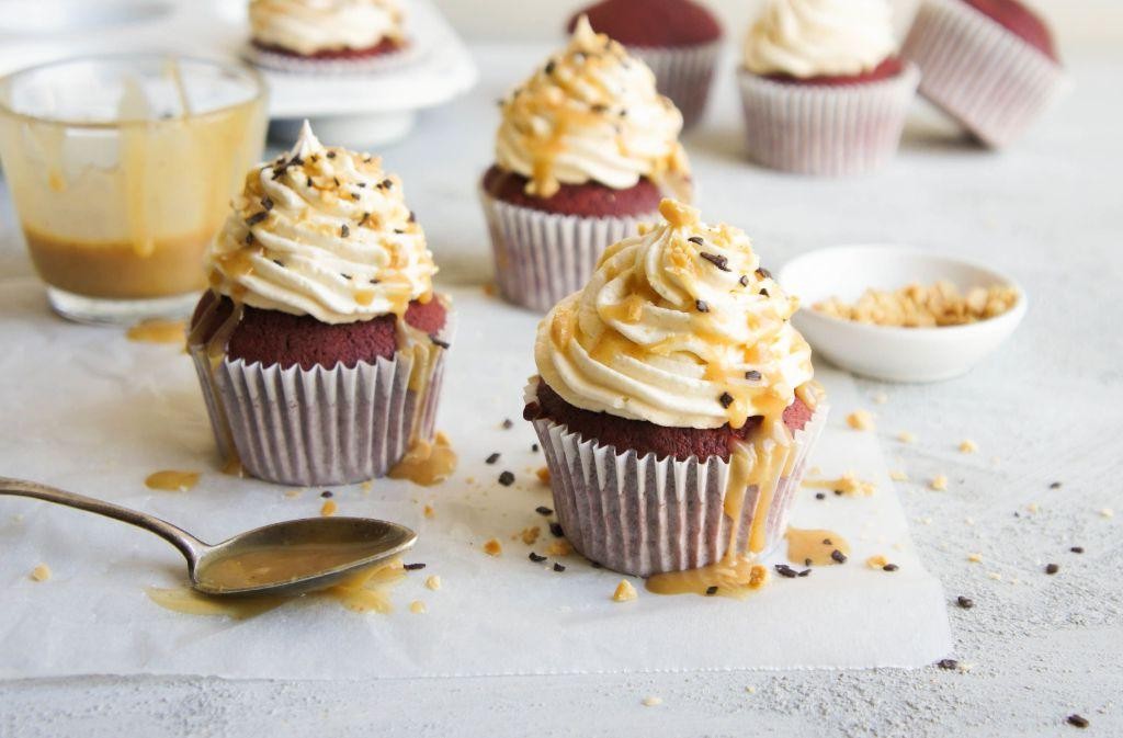 Red Velvet Cupcakes with Peanut Butter Frosting