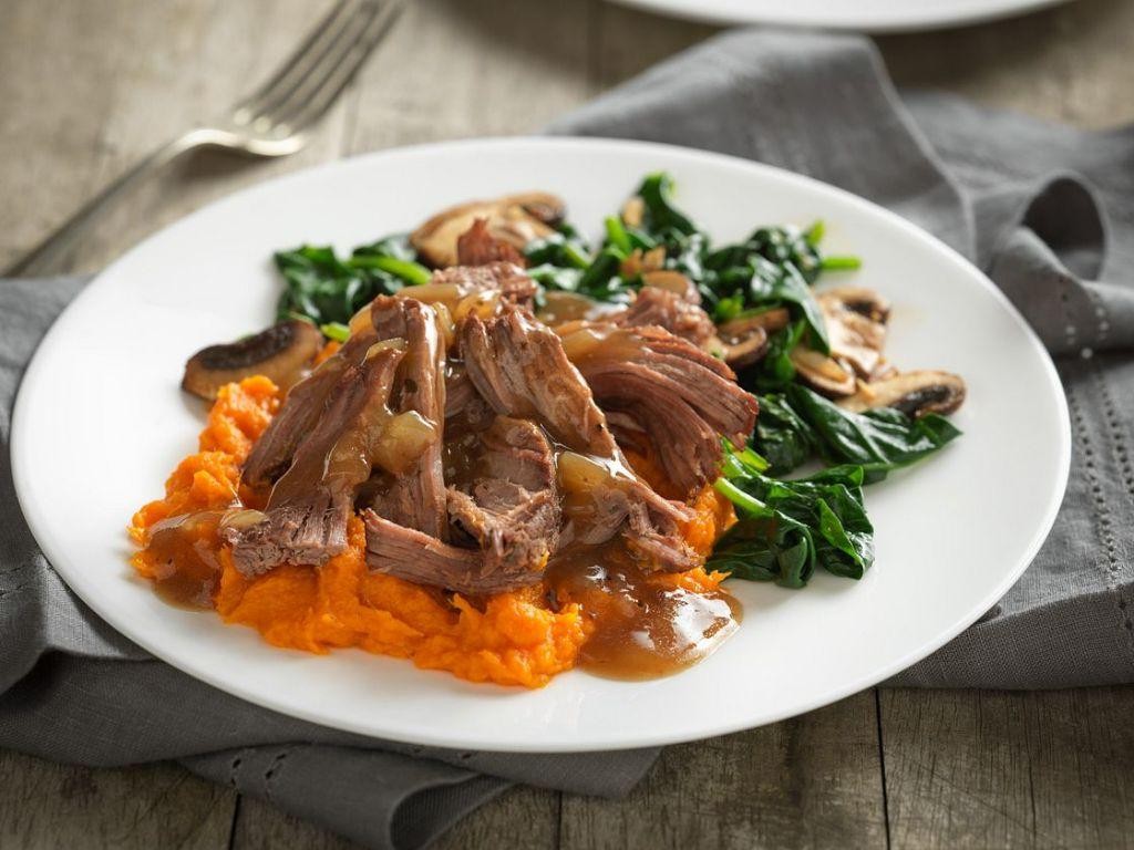 Roast Beef with Sweet Potato Mash
