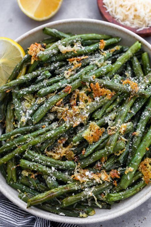 Roasted Bush Beans with Parmesan