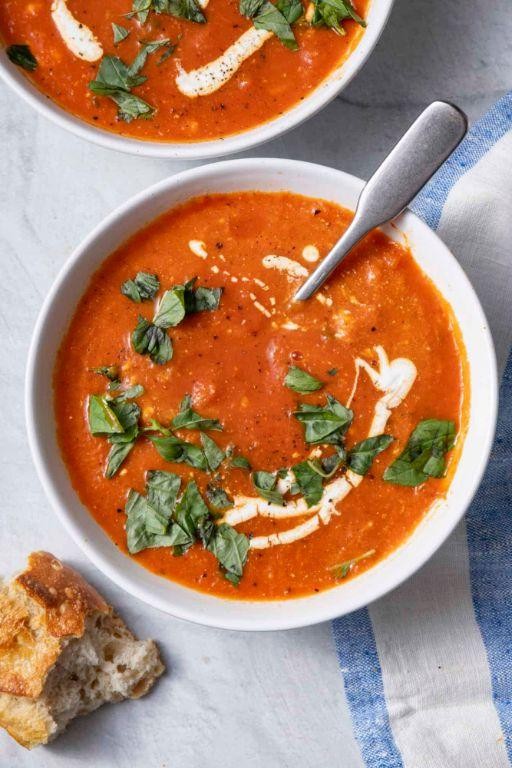 Roasted Red Pepper and Swiss Chard Soup