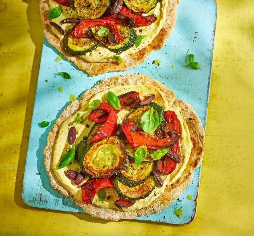 Roasted Vegetable and Hummus Flatbread