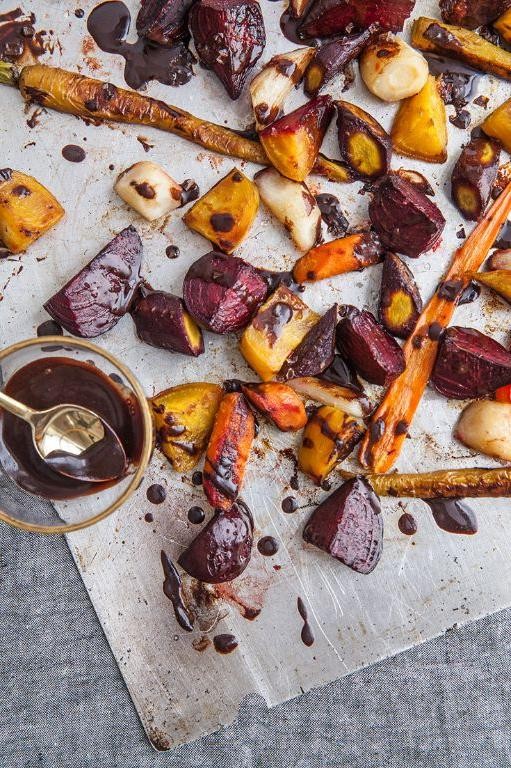 Roasted Vegetables with Chocolate Balsamic Glaze