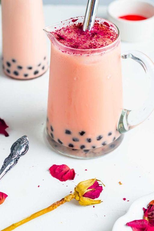 Rose Milk Tea with Popping Boba