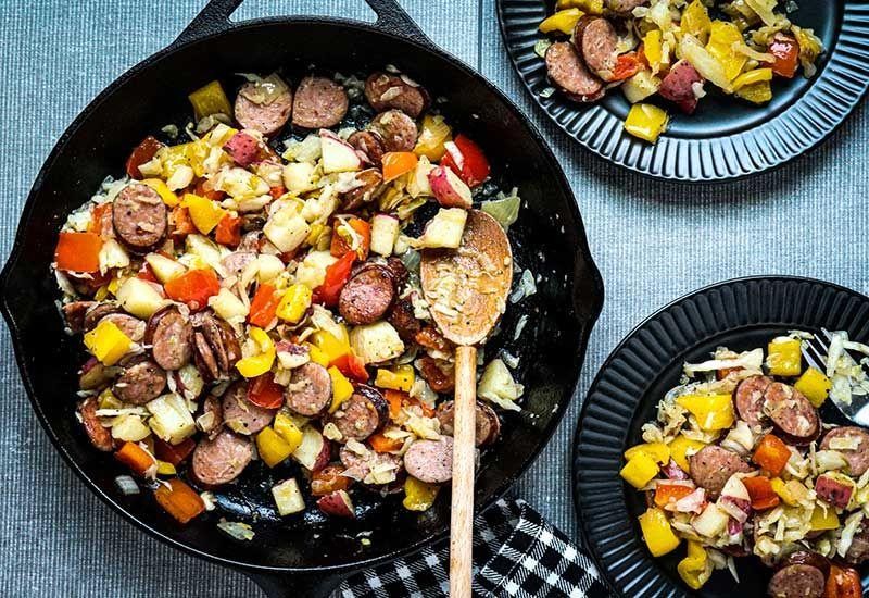 Sauerkraut and Sausage Breakfast Skillet