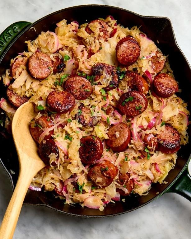 Sauerkraut and Sausage Stir Fry