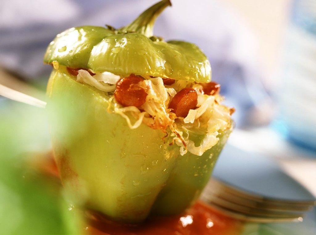 Sauerkraut and Sausage Stuffed Peppers