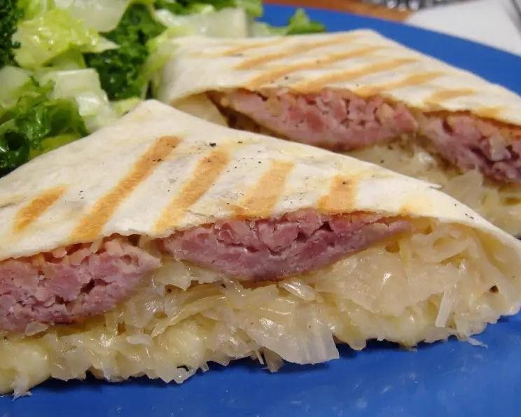 Sauerkraut and Sausage Wraps