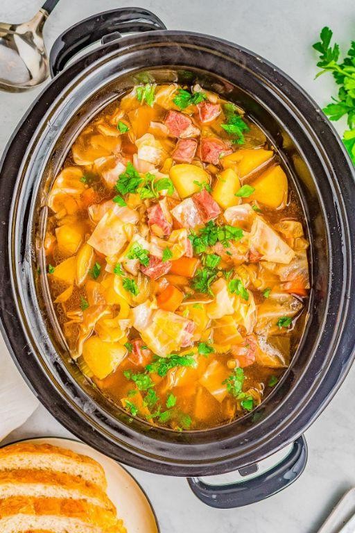 Savory Corn Beef and Cabbage Soup