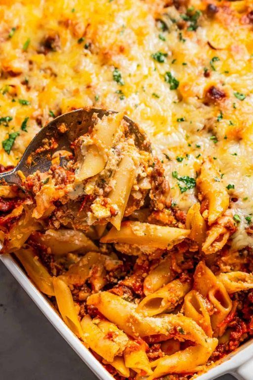 Savory Ground Beef and Italian Sausage Pasta Bake