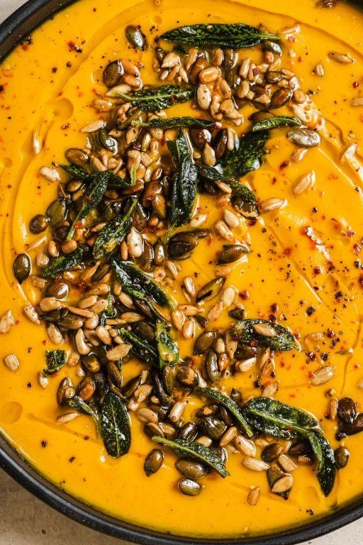 Savory Pumpkin Soup with Crispy Sage