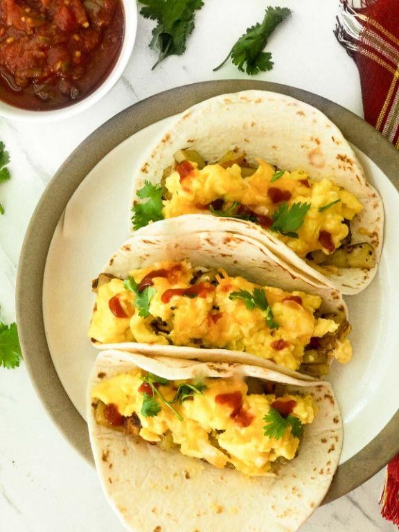 Scrambled Egg and Cheese Breakfast Tacos