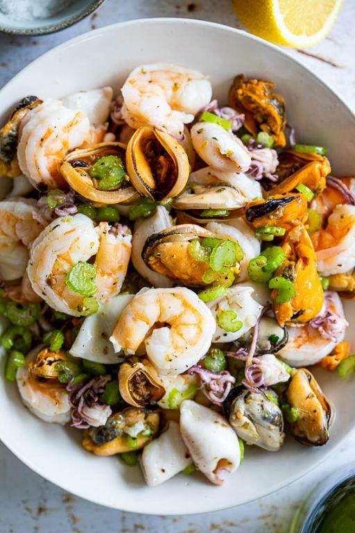 Seafood Mix Salad with Lemon Dressing
