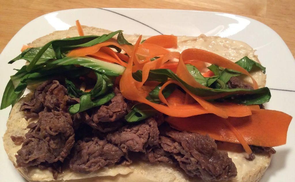 Shaved Beef and Pickled Vegetables Sandwich