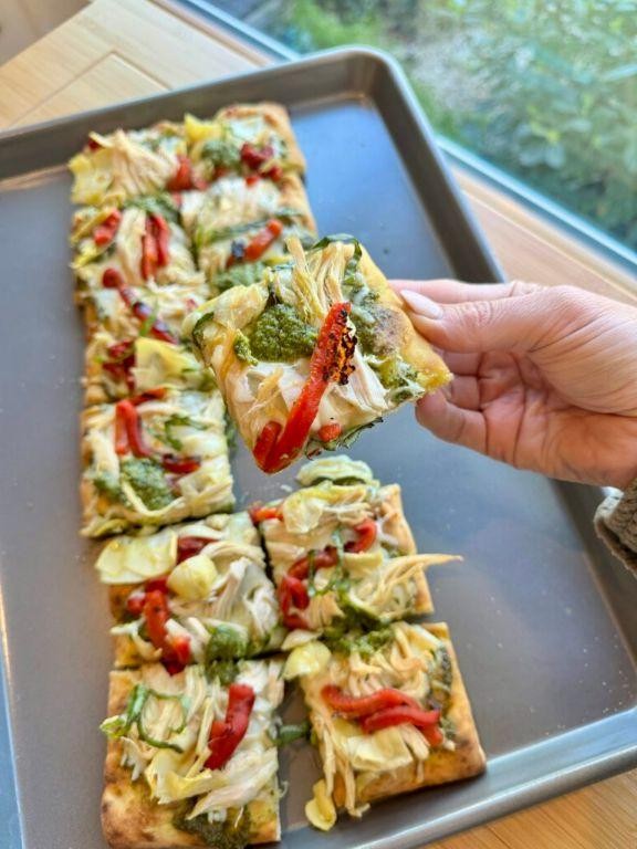 Shaved Chicken Pesto Flatbread
