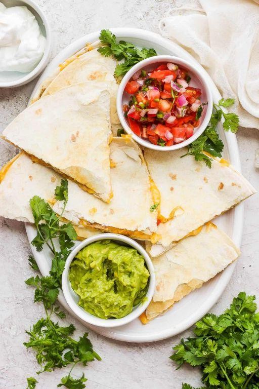 Shaved Chicken Quesadillas with Salsa Verde