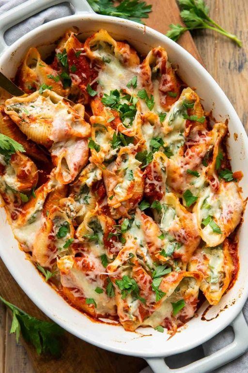 Shaved Chicken and Spinach Stuffed Shells