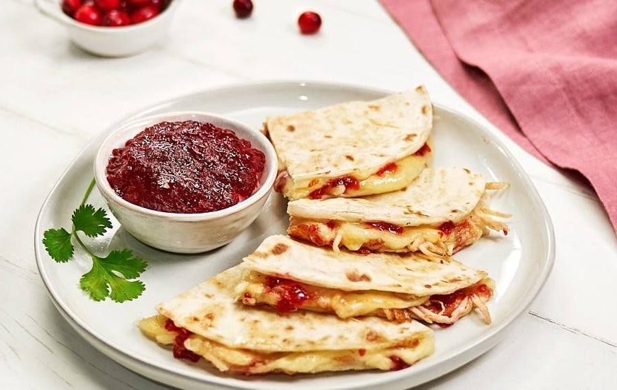 Shredded Turkey and Cranberry Quesadillas