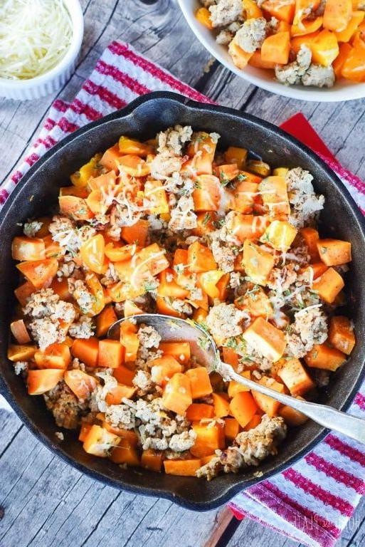 Shredded Turkey and Sweet Potato Hash