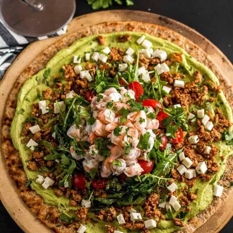 Shrimp and Avocado Mexican Pizza