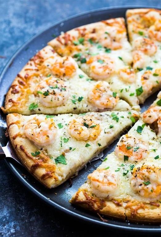 Shrimp and Garlic White Pizza