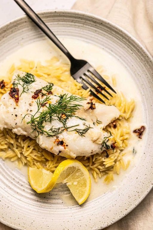 Simple Poached Cod with Parsley and Lemon