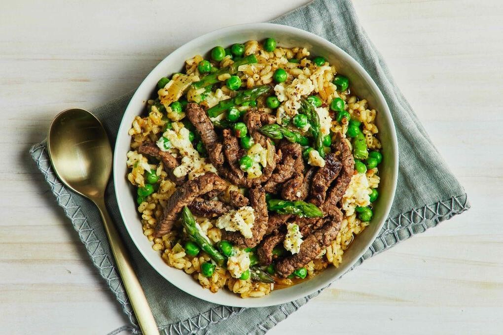 Sirloin Cube and Asparagus Risotto