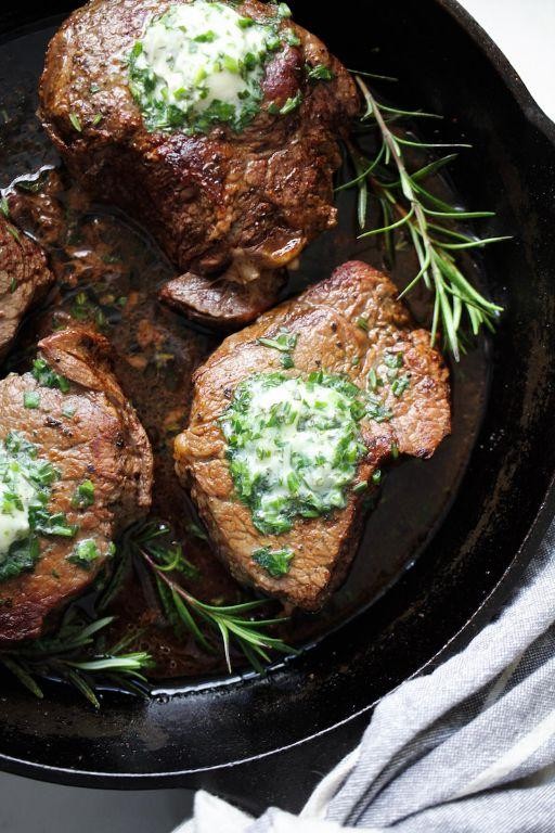 Sirloin Steak with Roasted Garlic and Herb Butter