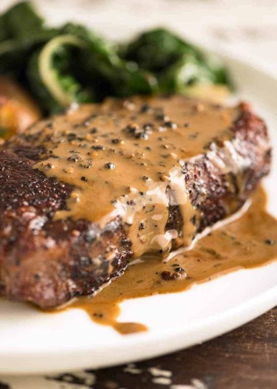 Sirloin Tip Steak with Peppercorn Sauce