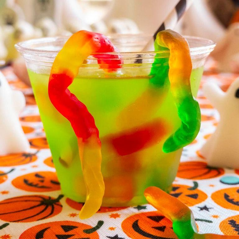 Slime Punch with Gummy Worms
