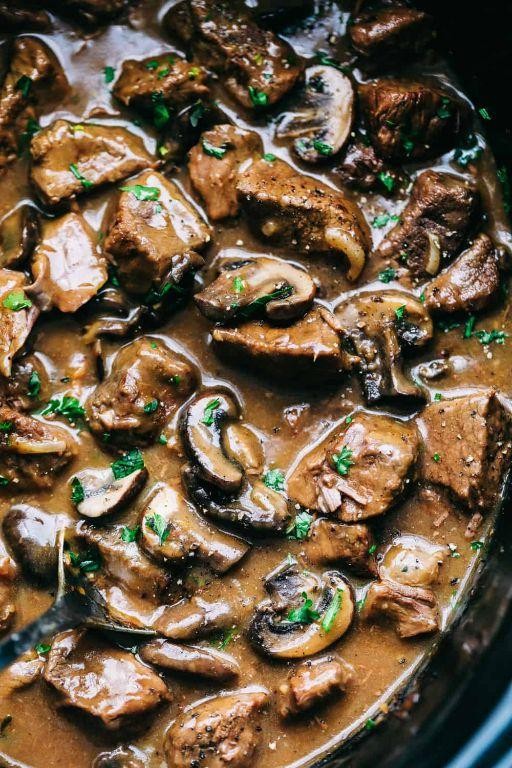 Slow Cooker Beef Tips with Mushrooms
