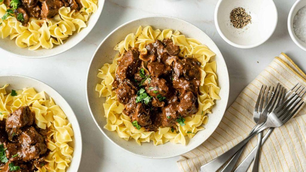 Slow Cooker Beef Tips with Noodles