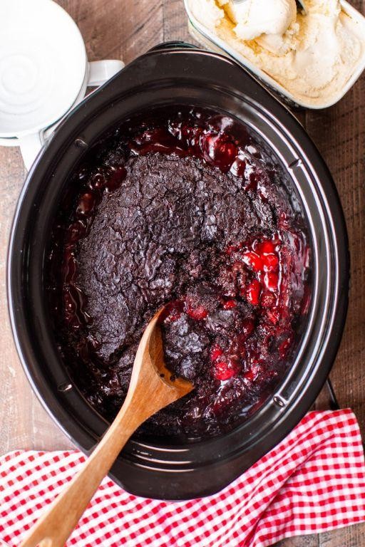 Slow Cooker Chocolate Cherry Dump Cake