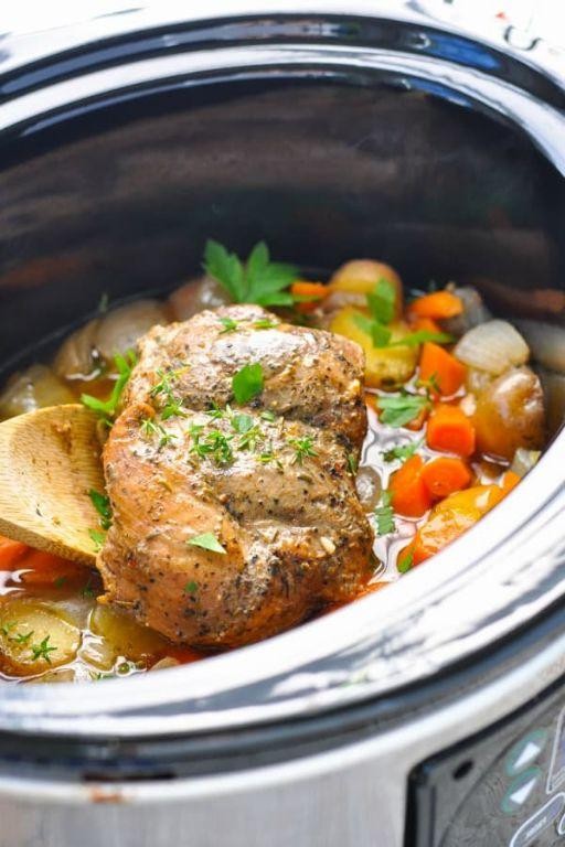 Slow Cooker Garlic Herb Pork Roast