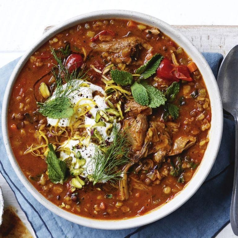 Slow Cooker Lamb Stew with Lentils and Spinach