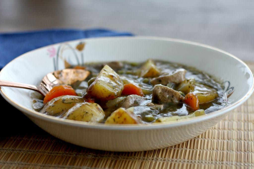 Slow Cooker Lamb Stew with Mint and Peas
