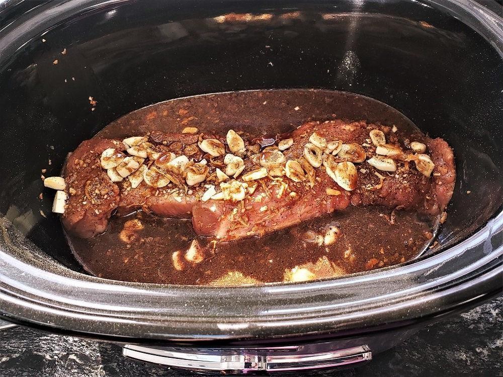 Slow Cooker Pork Loin with Red Wine Sauce
