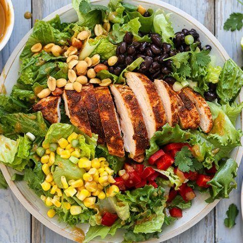 Spicy Chicken Salad with Grapes and Peanuts