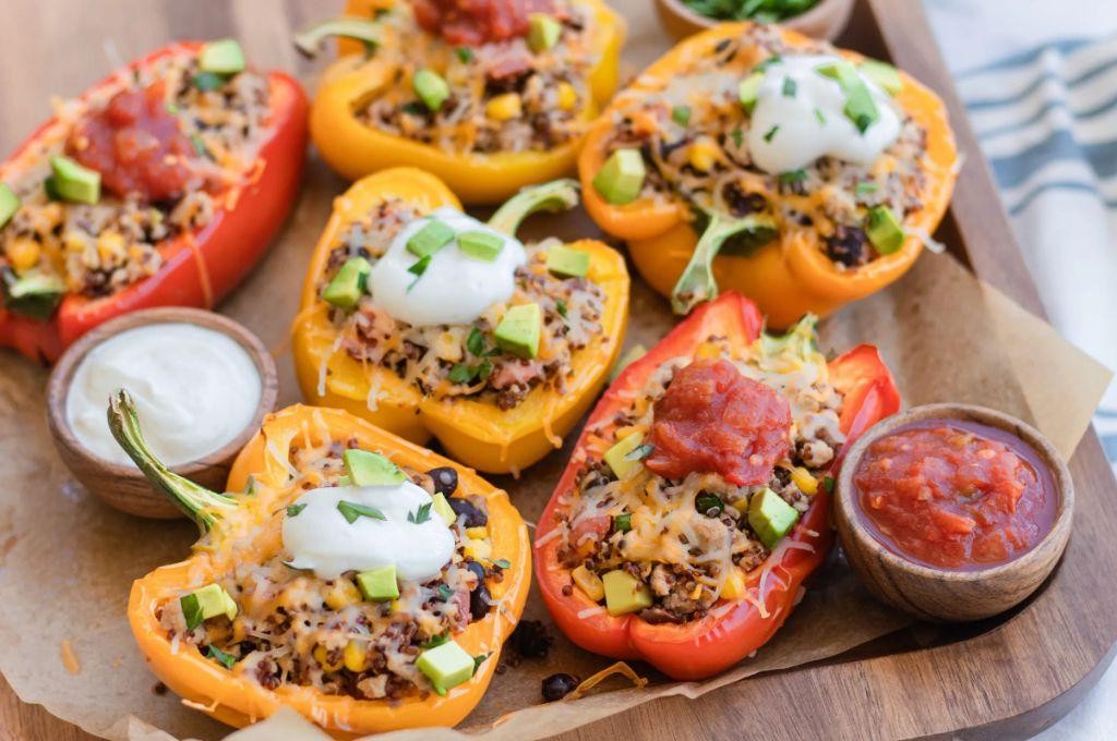 Spicy Chicken and Quinoa Stuffed Peppers