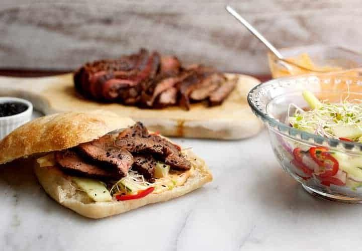 Spicy Korean Shaved Beef Sandwich