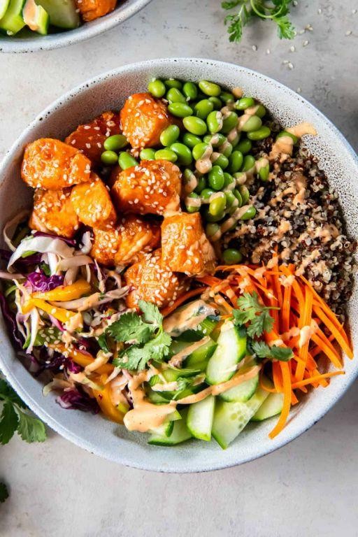 Spicy Salmon Quinoa Bowls