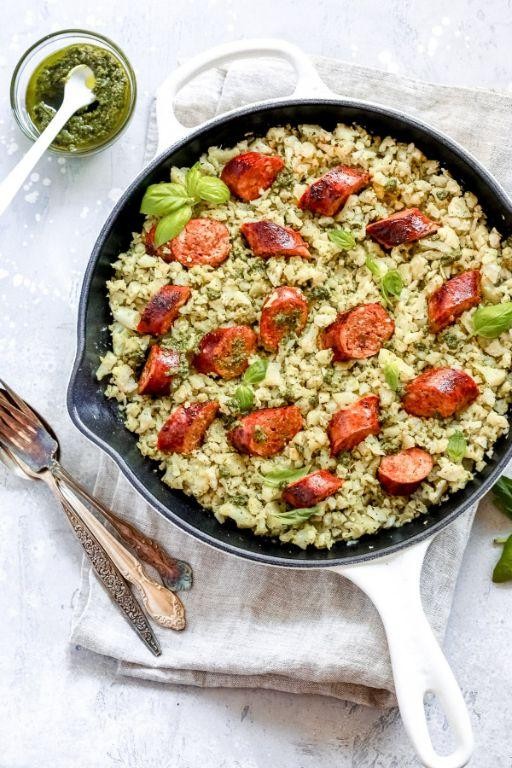 Spicy Sausage and Cauliflower Rice Skillet