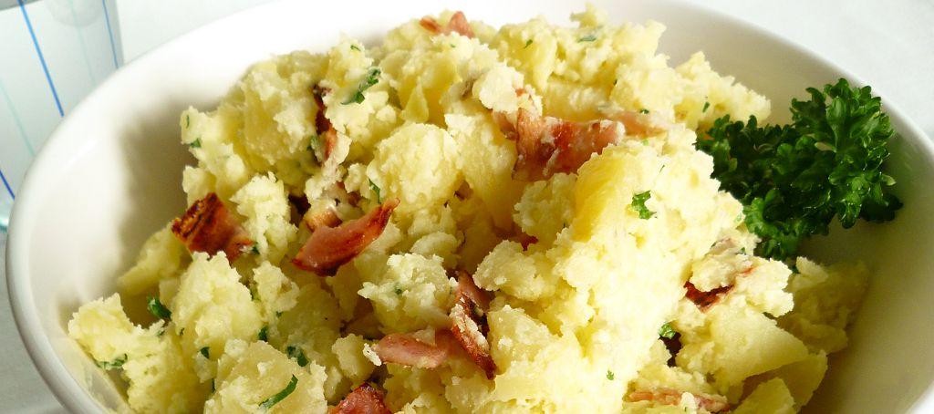 Spicy Wasabi Mashed Potatoes with Bacon Bits