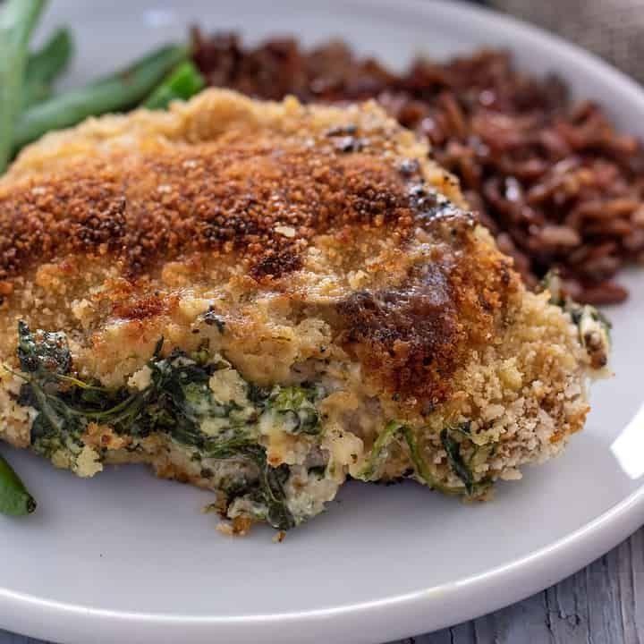 Spinach and Cream Cheese Stuffed Pork Chops