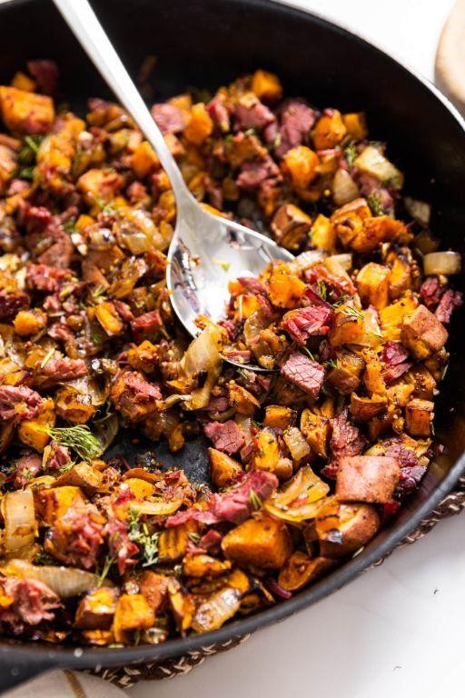 Stove Top Corned Beef and Sweet Potato Hash