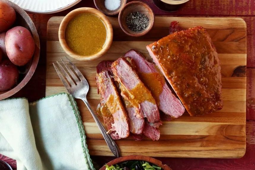 Stove Top Corned Beef with Mustard Glaze