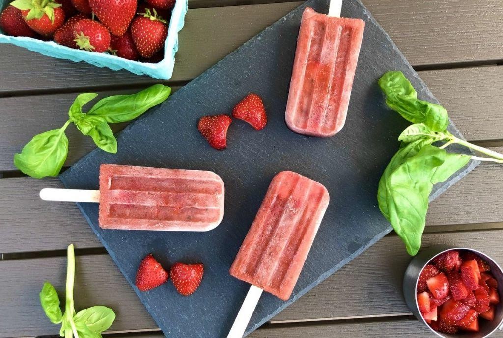 Strawberry Basil Popsicles