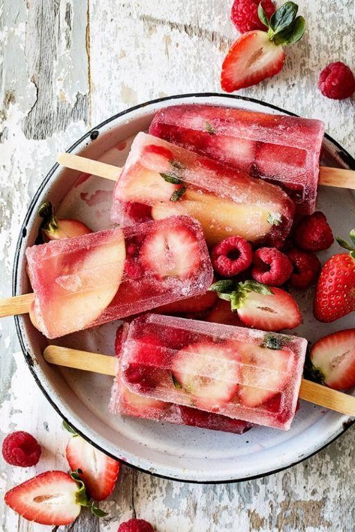 Strawberry Champagne Popsicles