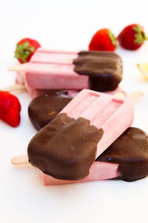 Strawberry Chocolate Popsicles